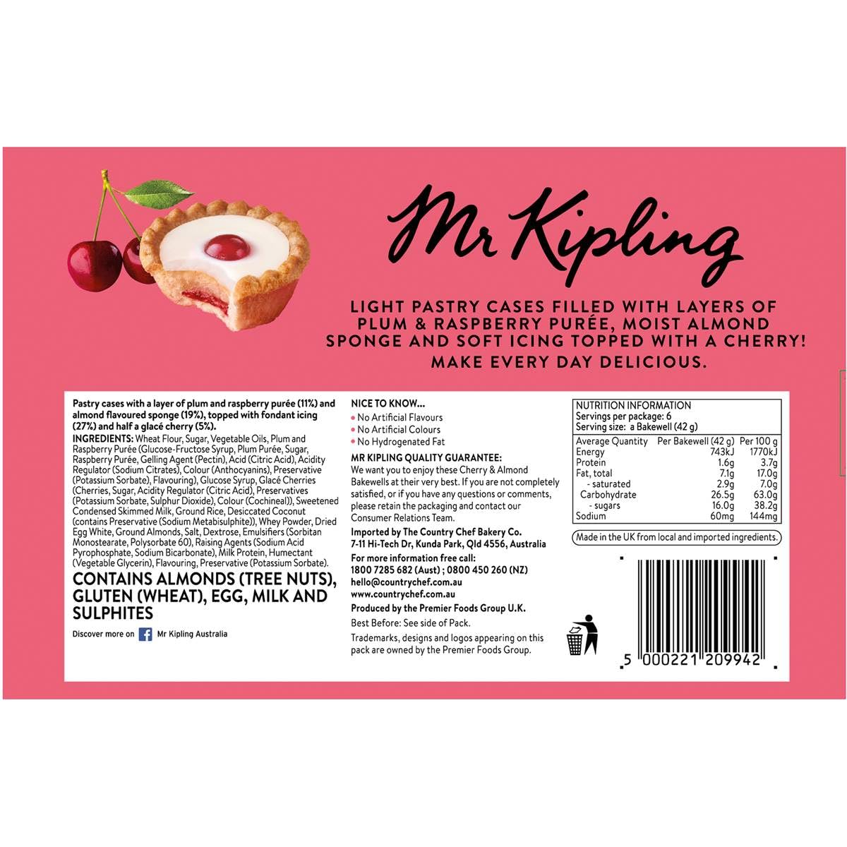 Mr Kipling Cherry and Almond Bakewell 6pk - Set of 3