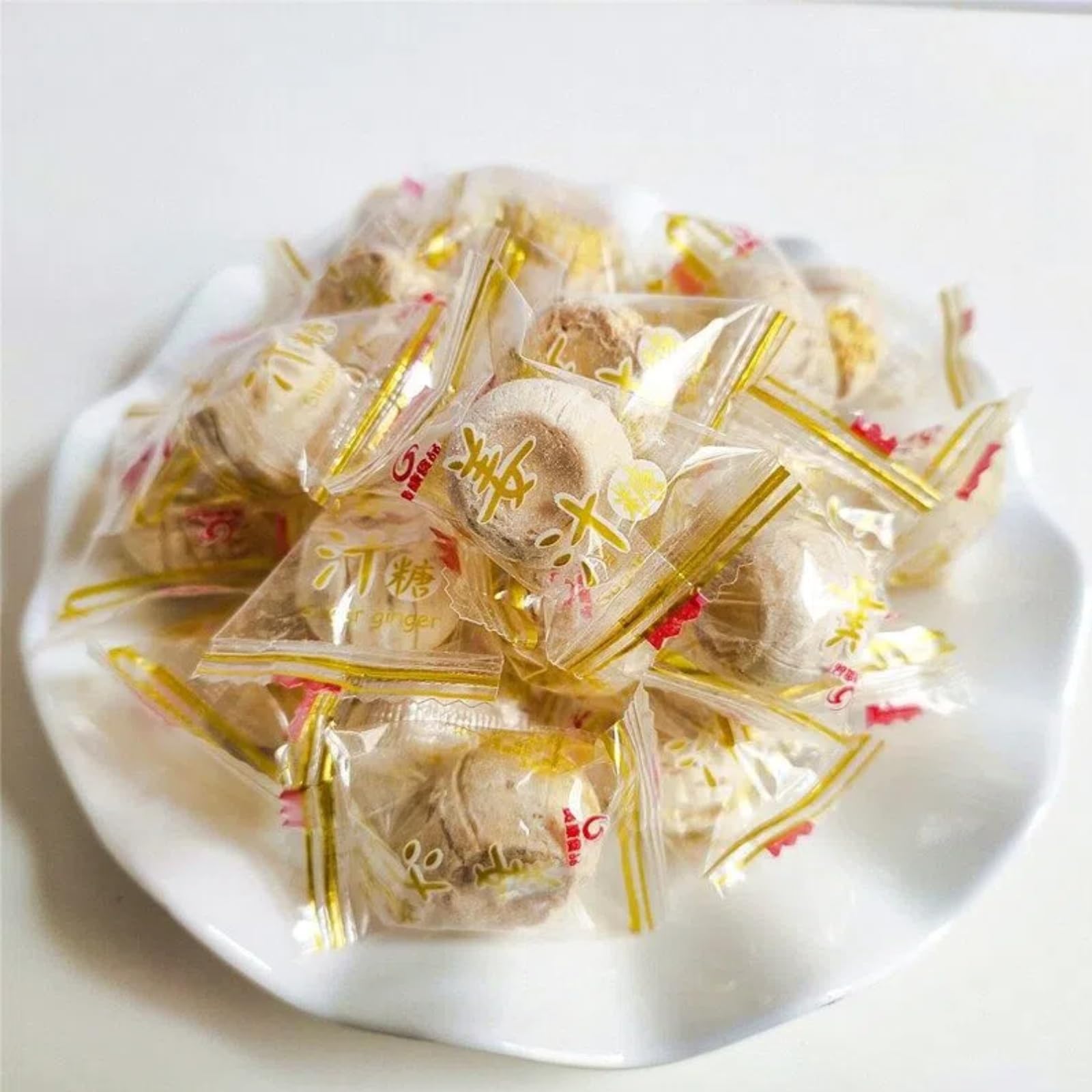 Hard Ginger Candy, Individually Wrapped | Original Flavor with Fresh Ginger Taste, ASMR Gem Candy, Chinese Snack | Bulk Size for Snacking & Sharing