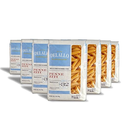 DeLallo Penne Ziti Pasta, Made in Italy, Bronze Cut, Made with Only 100% Durum Wheat Semolina Flour, Kosher, Vegan, All Natural, Non-GMO, 1 Pound Bag