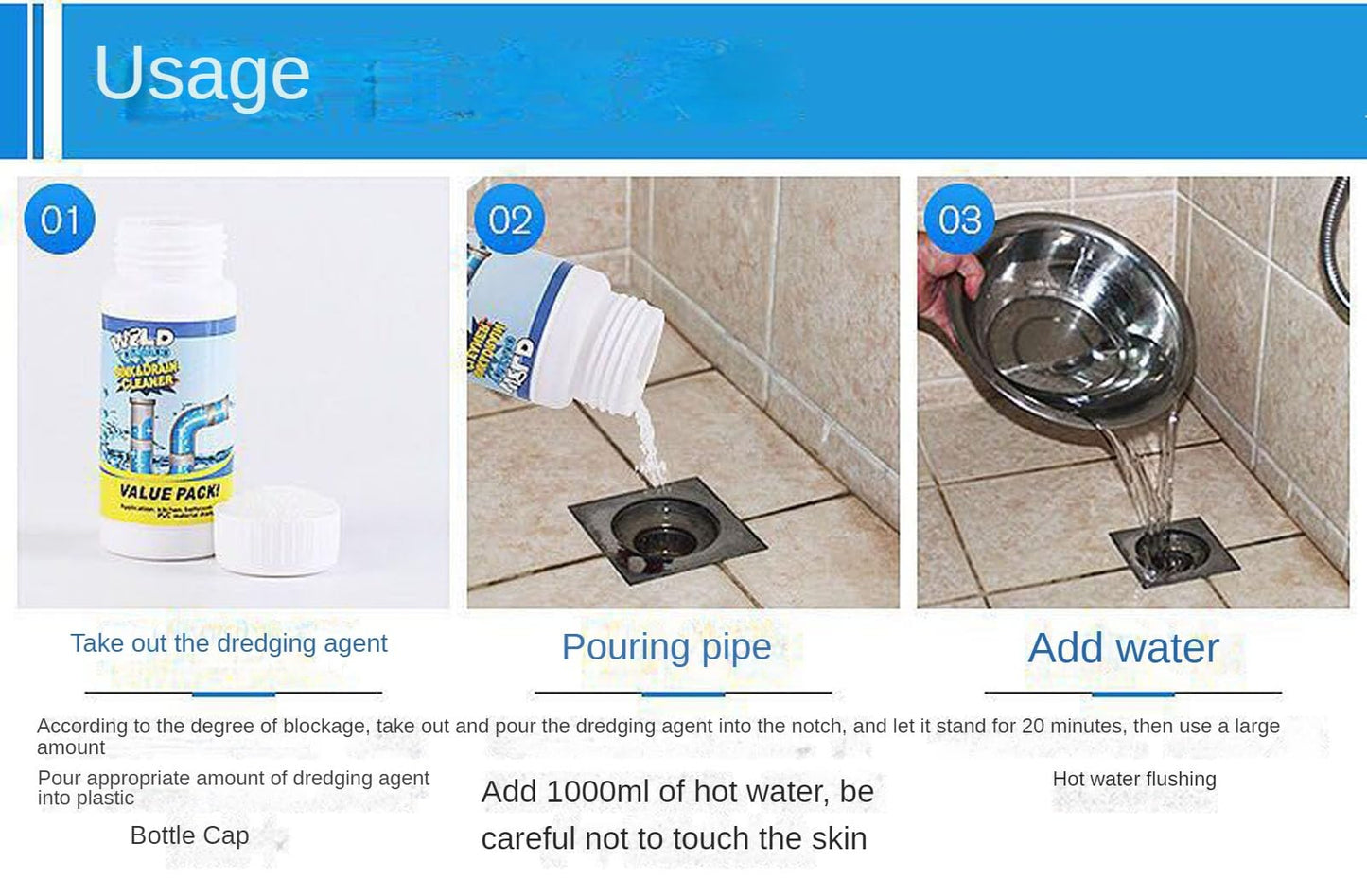 Strong pipeline dredging agent?kitchen sewer, toilet, and toilet deodorization?Blocking and dredging maintenance cleaning powder