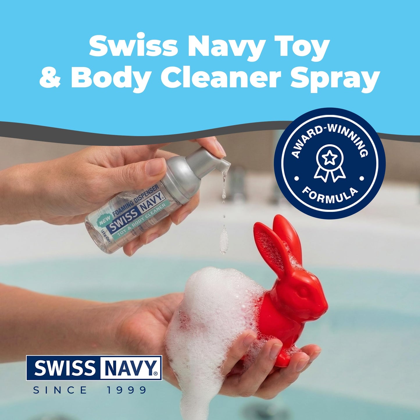 Swiss Navy Premium Toy & Body Foaming Cleaner - 1.6 oz - Body-Safe, Gentle, Dermatologically Tested Cleanser for Toys & Intimate Areas - Safe