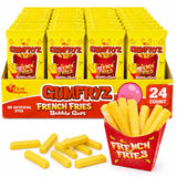 French Fries Bubble Gum - 24 Count Bulk Pack - Novelty Fry-Shaped Bubble Gum Bags - No Artificial Dyes - Fun Food Theme Party Candy