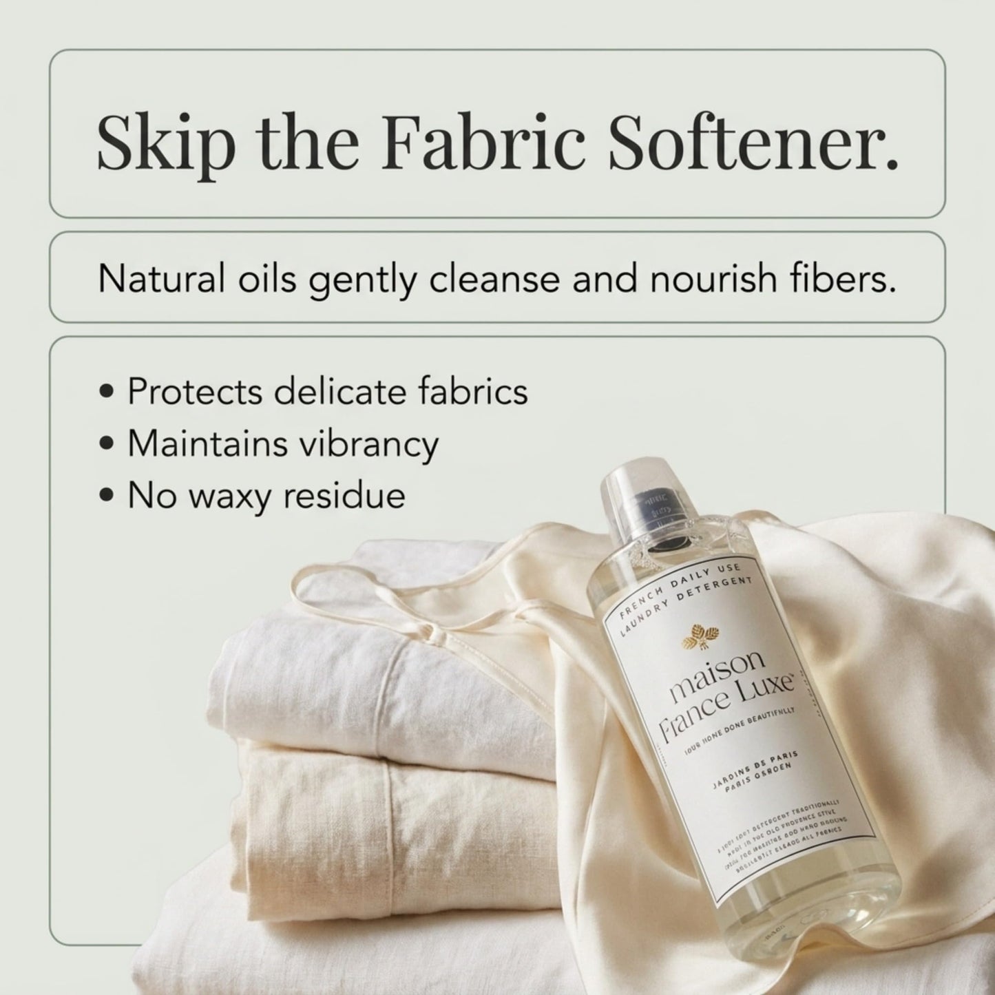 Maison France Luxe French Laundry Detergent, Plant Based Laundry Soap With Olive Oil and Coconut Oil for Machine or Hand Wash, Daily Use Formula