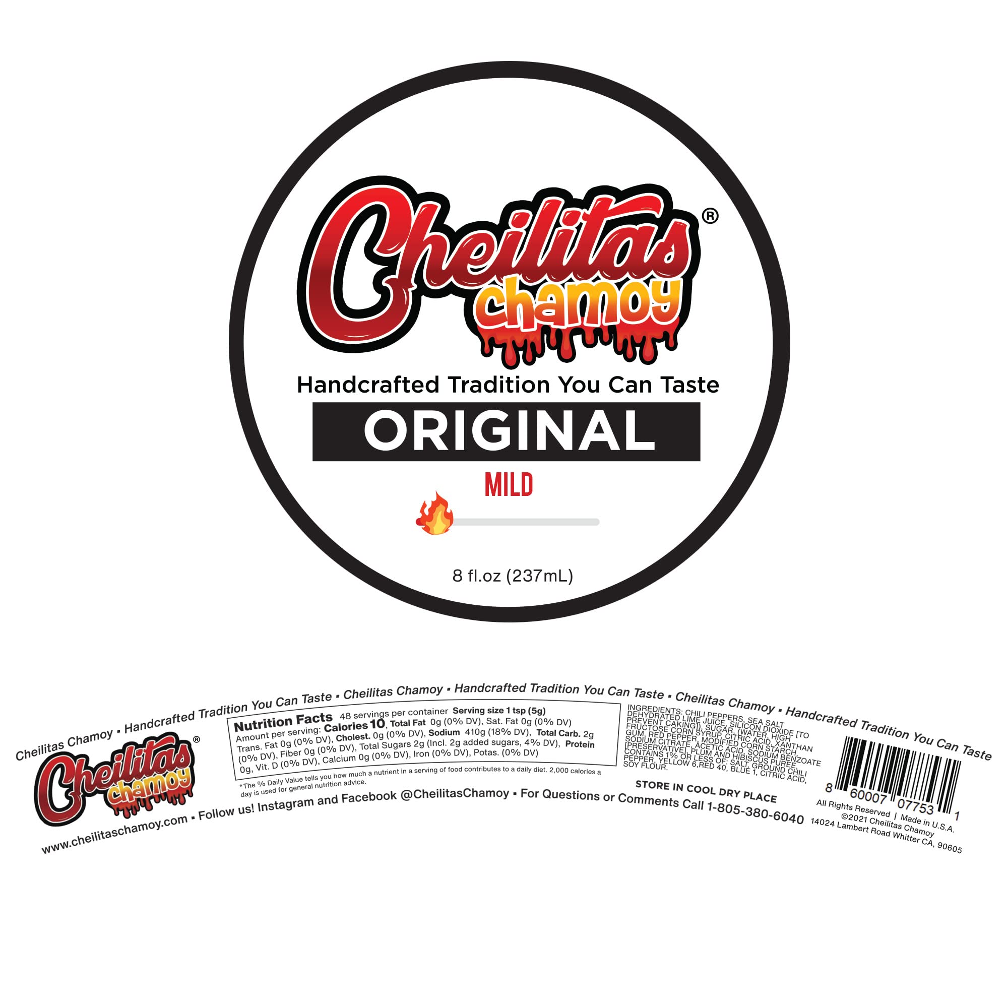 Cheilitas Chamoy Mexican Rim Candy Dip Paste 8 oz | Hand Crafted for Drinks, Cocktails, Micheladas, Beer and More (Original)