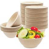 100 Pack 8oz Compostable Paper Bowls,Heavy-Duty Disposable Natural Bagasse Bowls,Biodegradable Soup Bowls,Eco-Friendly,Heat Resistant,for Ice
