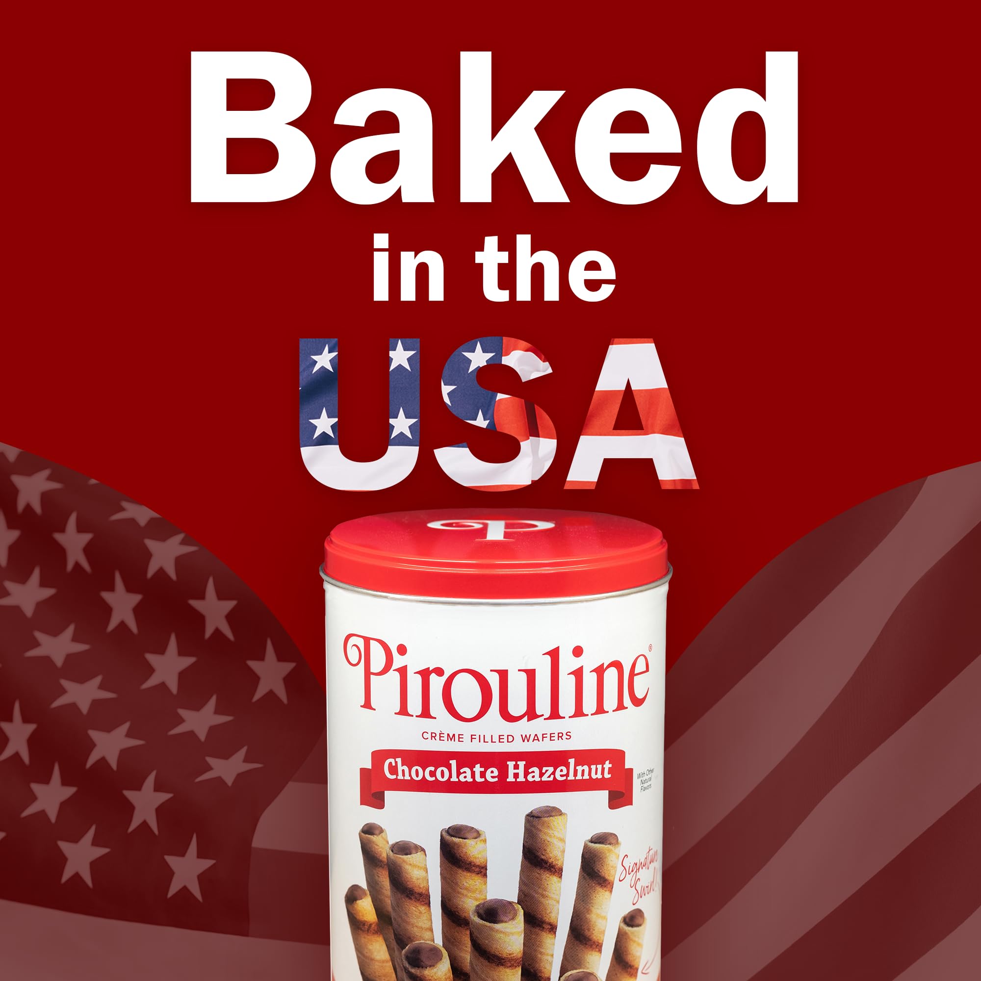 Pirouline Rolled Wafers - Chocolate Hazelnut - Rolled Wafer Sticks Bundled with Serving Tongs, Crème Filled Wafers for Coffee, Tea, Ice Cream, Snacks