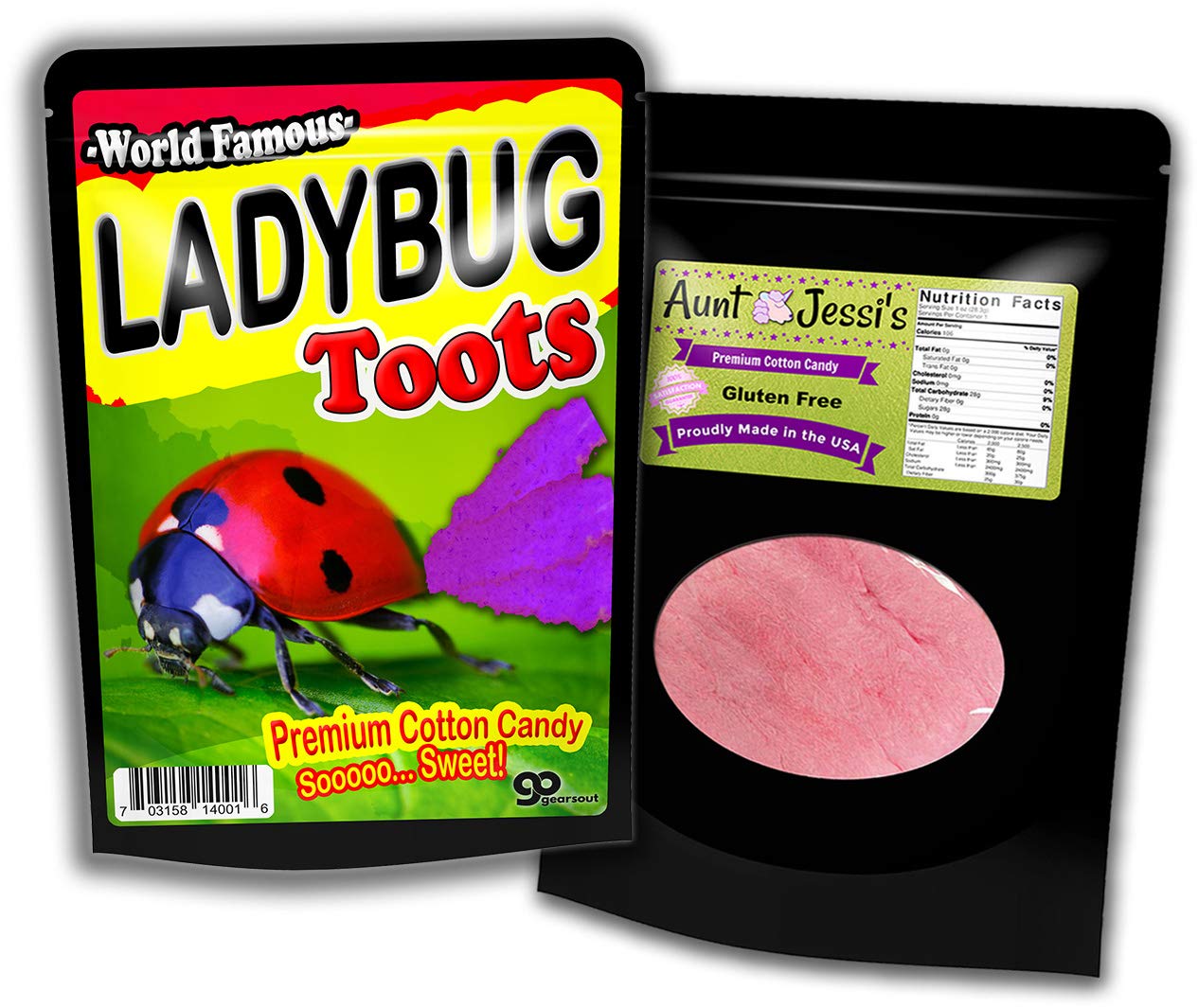 Ladybug Toots Cotton Candy Gluten-Free Pink Candy Funny Ladybug Ideas Ladybug Girl Stocking Stuffers for Kids Teens Ladybug Party Favors - Easter