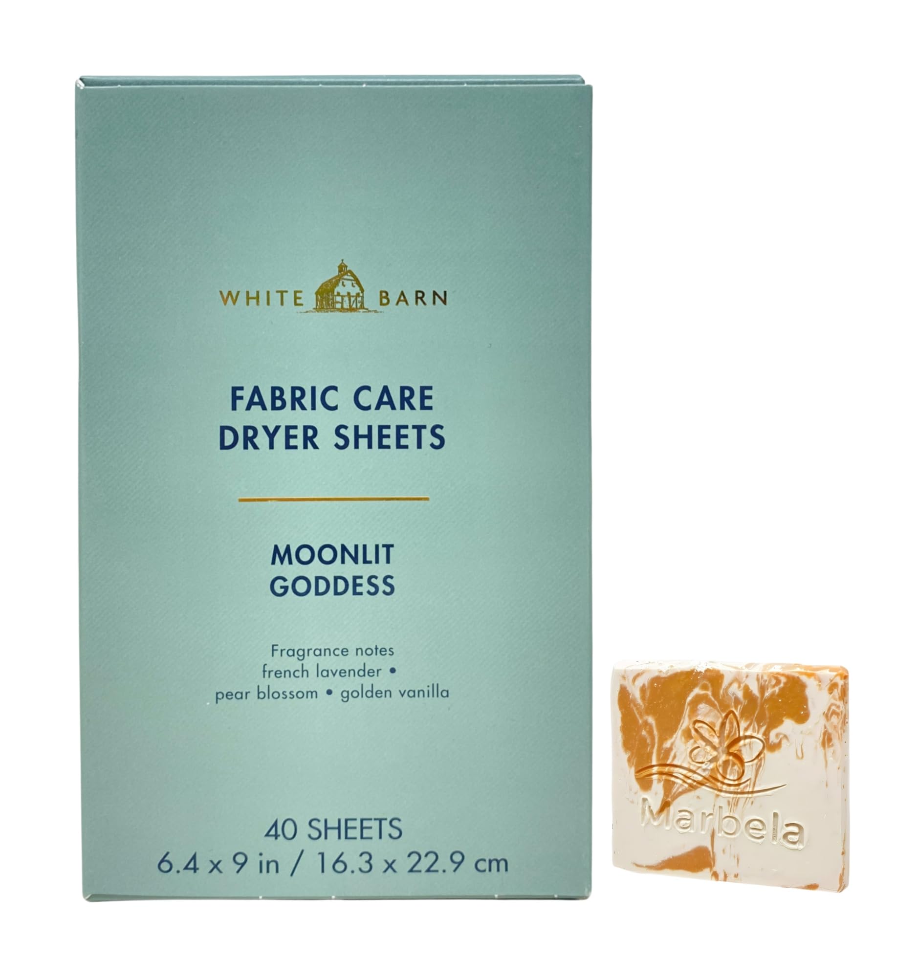 Bath & Body Works Moonlit Goddess Fabric Care Dryer Sheets - Box of 40 sheets - with a Peach Gardenia Sample Soap