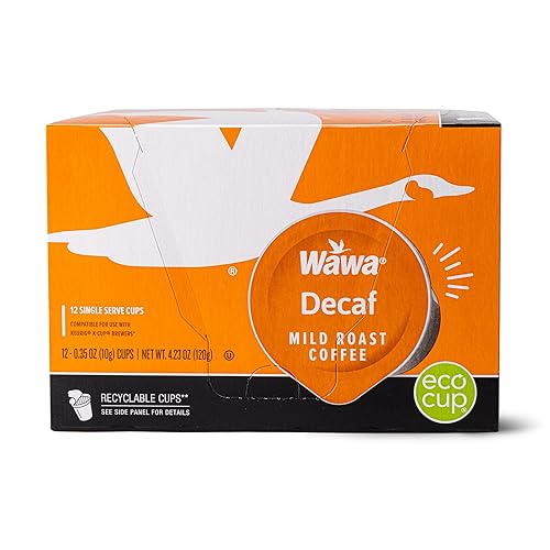 Wawa Mild Roast Single Cup Decaf Coffee Pods, 12 Pods, 1 Box, Regular Smooth & Balanced Classic Decaf Blend, Single Serve, 100% More Responsibly