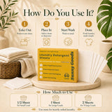 Sunny Goods Laundry Detergent Sheets with Plant Powered Stain-Fighting Enzymes - 60 Loads - Concentrated Liquidless Laundry Soap Sheets - Home