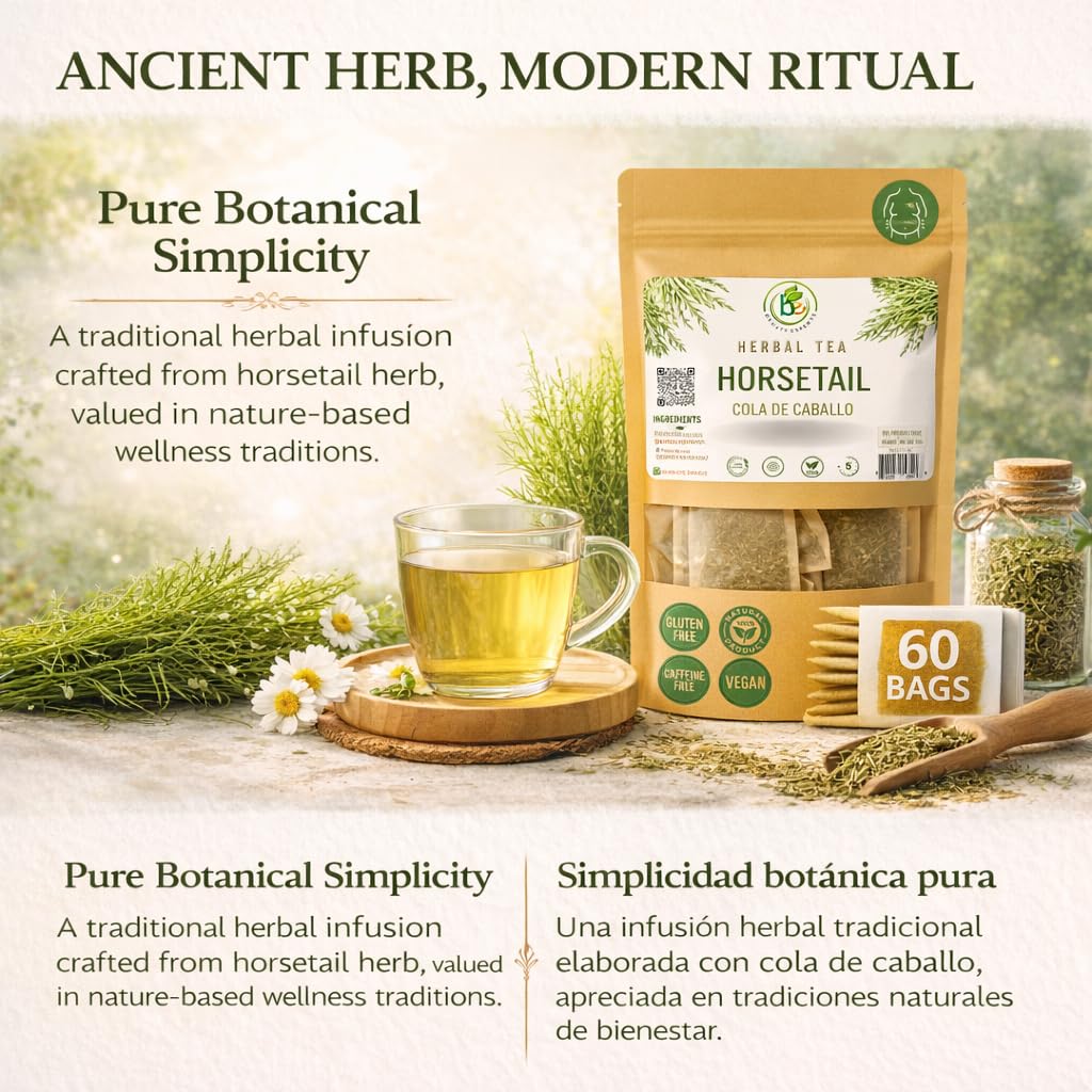 Cola de Caballo Té (Shavegrass/Horsetail Tea) - 60 Tea Bags - 100% Natural, Vegan, Herbal - Gluten-Free, Non-GMO - by Bexpertsusa