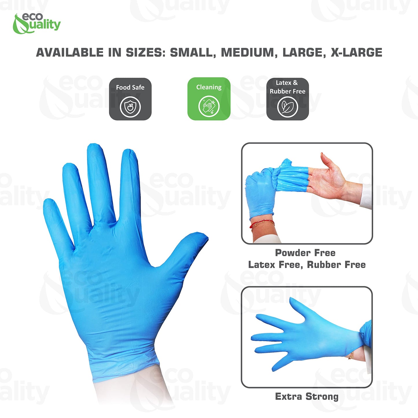 EcoQuality Blue Disposable Nitrile Gloves, Heavy Duty, Latex Free, Powder Free, Mechanic Gloves, Cooking Gloves, Cleaning Gloves (200, Small)