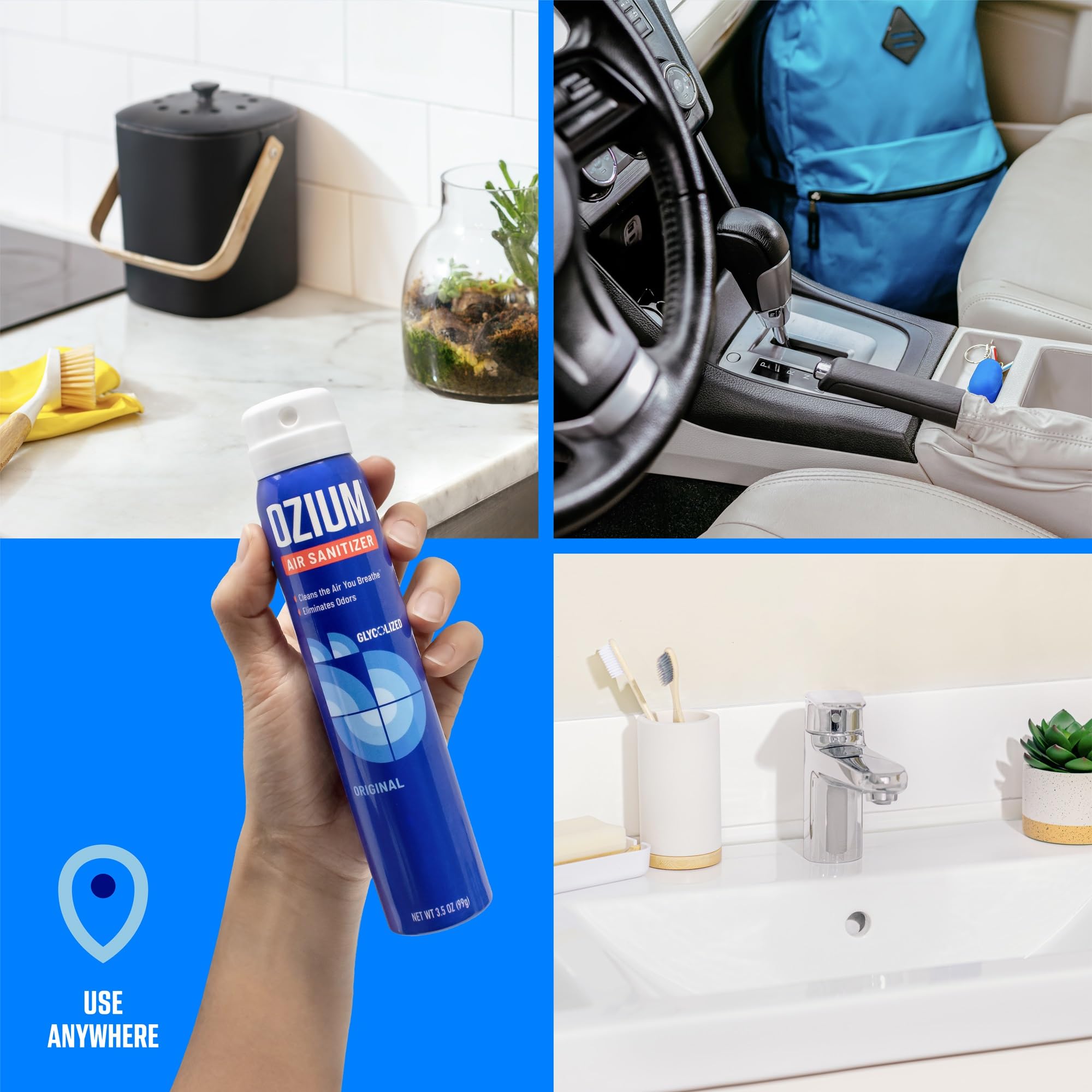 Ozium 3.5 Oz. Air Sanitizer & Odor Eliminator for Homes, Cars, Offices and More, Outdoor Essence Scent, 2 Pack