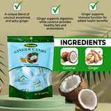 Ginger Coconut Candy - Sweet & Spicy Treat with Hints of Maltose Syrup, Coconut Essence, and Ginger Extract