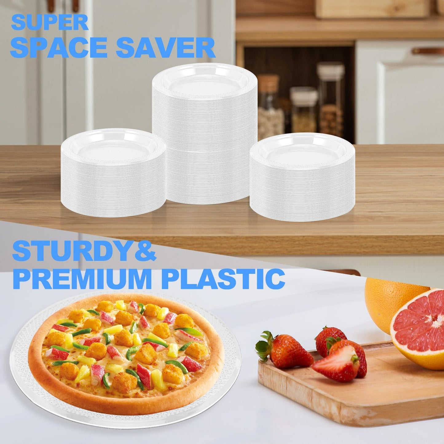 CACASO 120 Pack Plastic Dessert Plates,6 Inch Clear Plastic Dinner Plates,Round Clear Disposable Plates,Plastic Party Plates,Small Plastic Plates