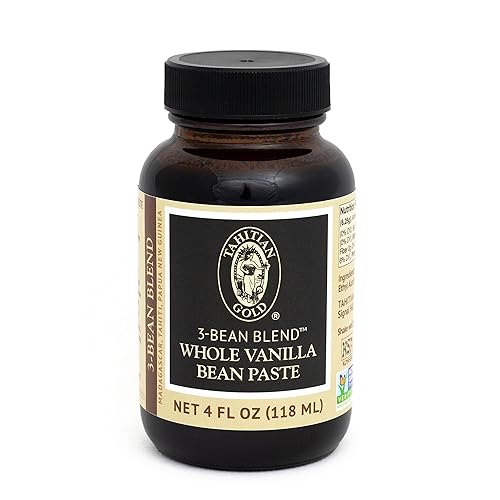 Tahitian Gold 3-Bean Blend: Whole Vanilla Bean Paste - Robust, Sweet & Creamy Vanilla Paste for Baking, Desserts & Beverages - Pure Vanilla Bean Paste