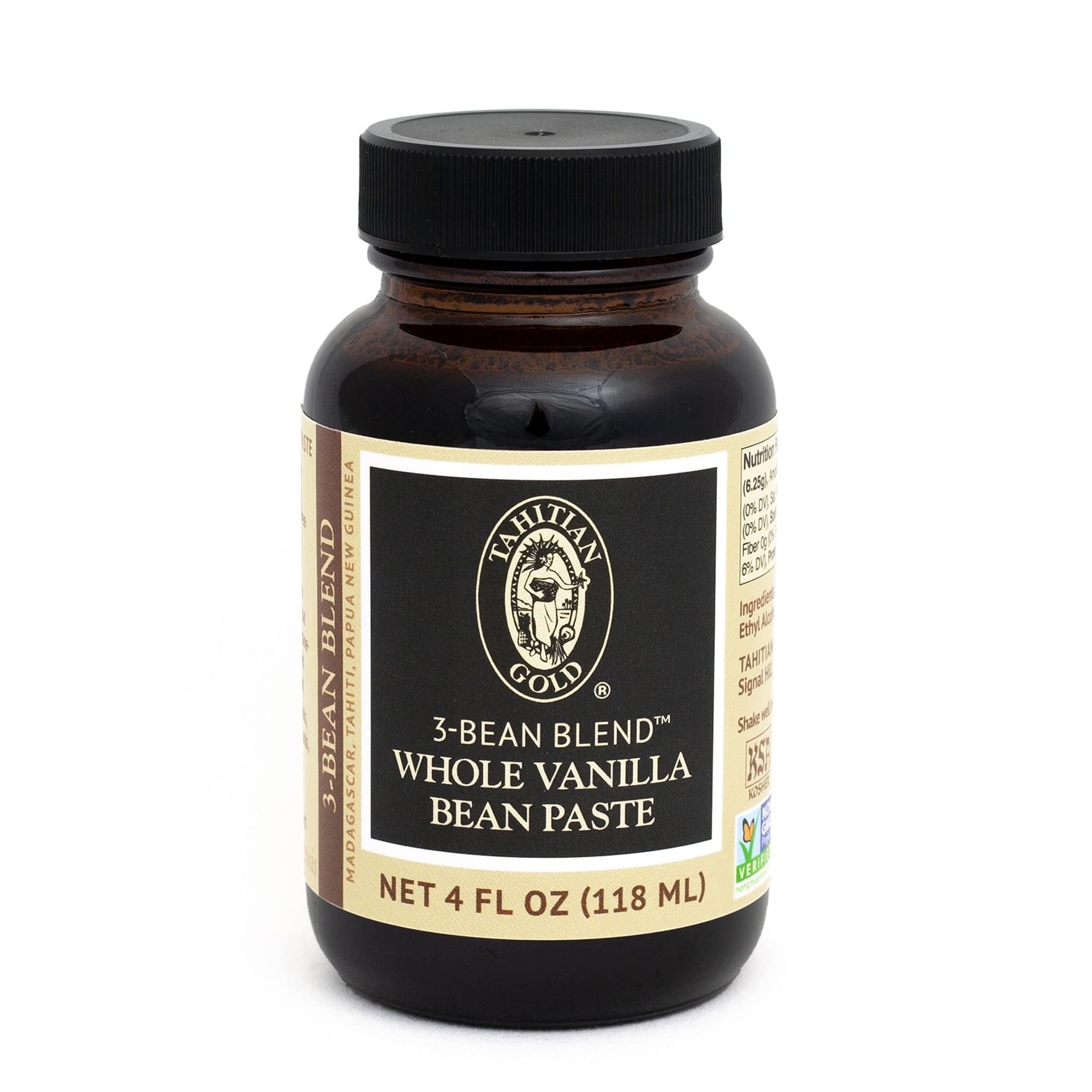 Tahitian Gold 3-Bean Blend: Whole Vanilla Bean Paste - Robust, Sweet & Creamy Vanilla Paste for Baking, Desserts & Beverages - Pure Vanilla Bean Paste