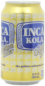 Inca Kola Golden Carbonated Beverage Soda - la kola dorada - 12 oz cans - 24pk