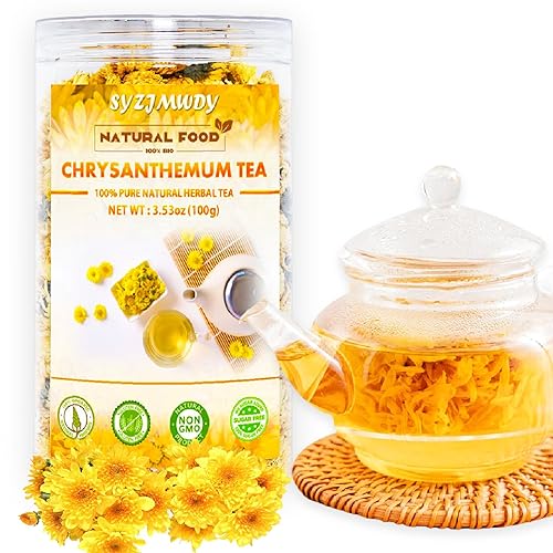 Premium Dried Chrysanthemum Tea, 100g/3.53oz Pure Juhua Flower Herbal Tea Loose Leaf, Sweet Fresh No Sugar No Gluten Dried Chrysanthemum Flower