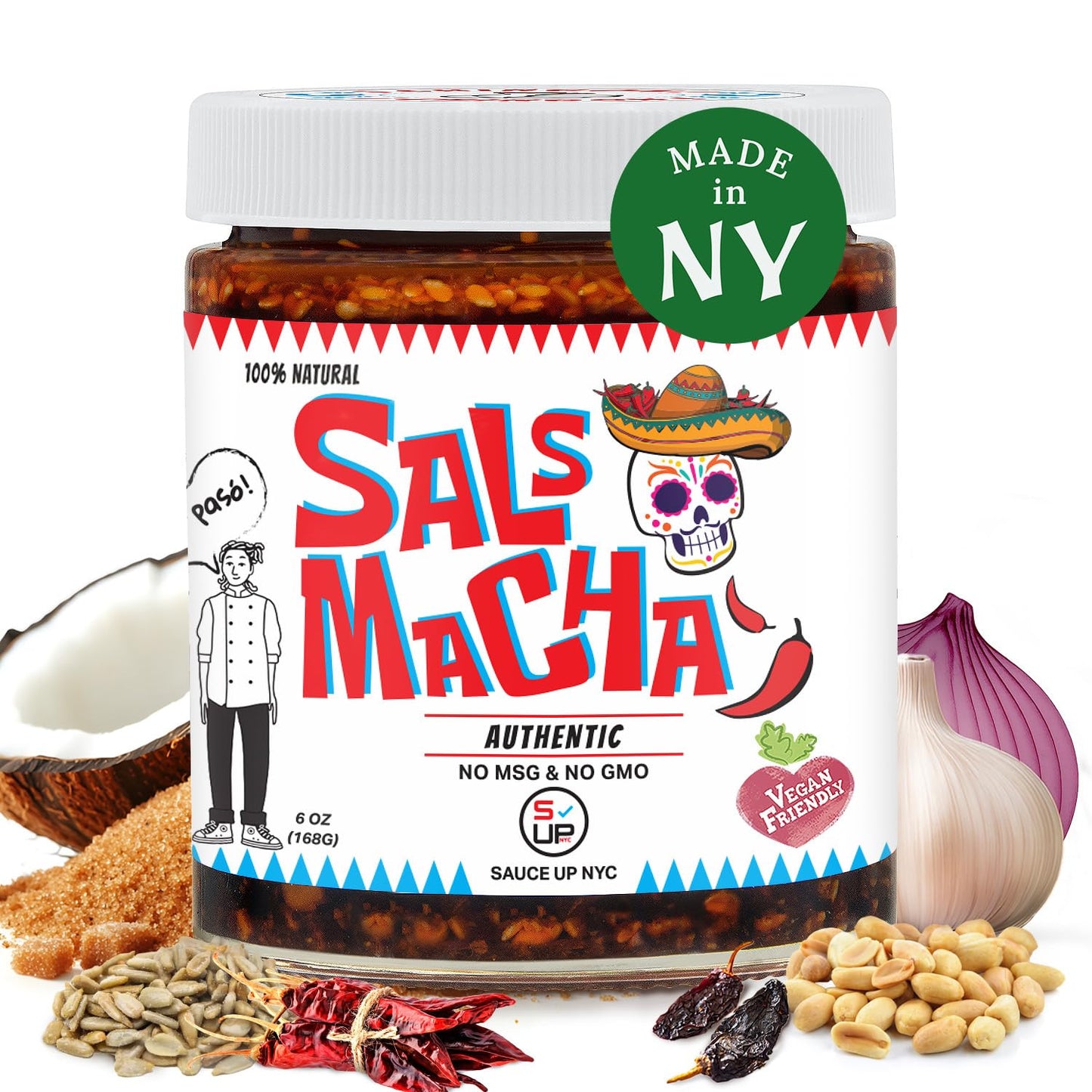 SAUCE UP Smoky Salsa Macha Chili Oil | Authentic Mexican Flavor | Chipotle, Nuts, Seeds | Vegan, Keto, Gluten-Free, No MSG, 100% Natural | Handcrafted