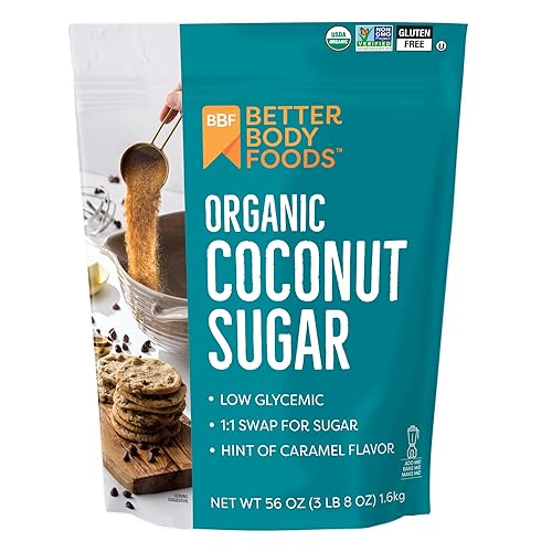 BetterBody Foods Organic Coconut Sugar, Gluten-Free, Non-GMO, Low Glycemic Sugar Substitute, 3.5 lbs, 56 ounces