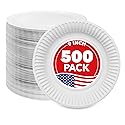 Stock Your Home 9-Inch Paper Plates Uncoated, Everyday Disposable Plates 9" Paper Plate Bulk, White, 500 Count
