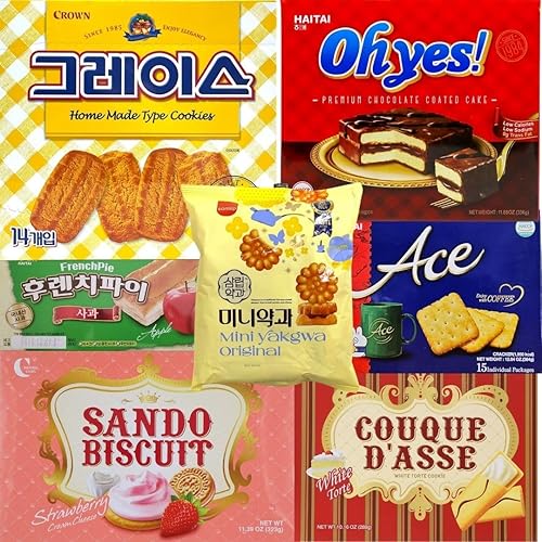 KOREAN Premium Snack Assortment Box_7 Full Size Boxes, including total of 138 individually wrapped snacks_Sweet & Savory cookies, treats, gift sampler