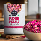 Urban Platter Dried Rose Petals | 3.53 Oz/100g | Edible Gulab Patti | Natural & Pure Aromatic Flower Petals | Used in Herbal Tea, Baking, Desserts