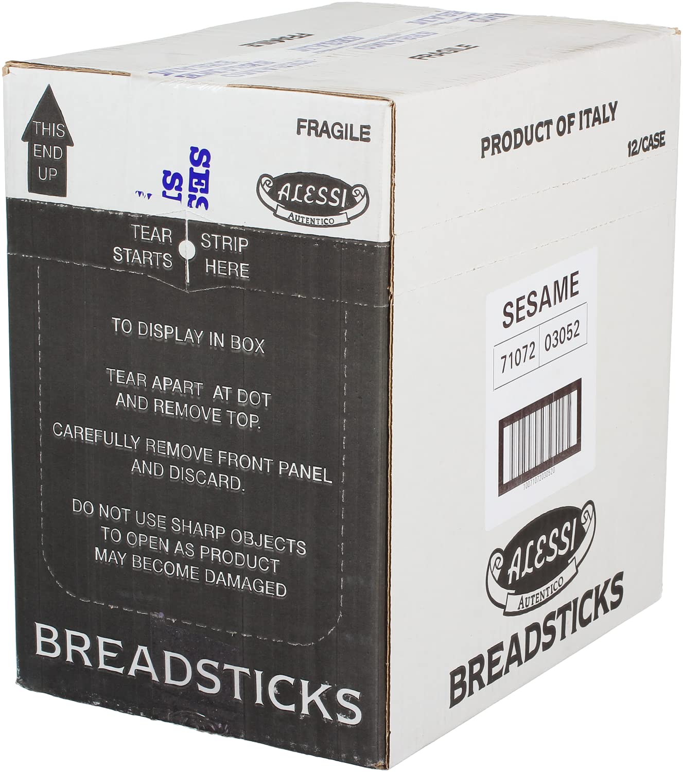 Alessi Imported Breadsticks, Sesame Autentico Italian Crispy Bread Sticks, Low Fat Made with Extra Virgin Olive Oil, 4.4oz (Sesame, 4.4 Ounce (Pack