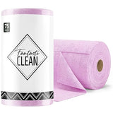 Fantasticlean Microfiber Cleaning Cloth Roll -75 Pack, Tear Away Microfiber Towels, 12" x 12", Reusable, Washable, Scratch Free, Ultra Absorbent