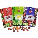 Little Jasmine All Natural Fruit Jelly Candy Variety Pack, Vegan, Gluten Free Snacks (3 Bags 1.8 oz Each- Strawberry, Cranberry & Blueberry, Lime)