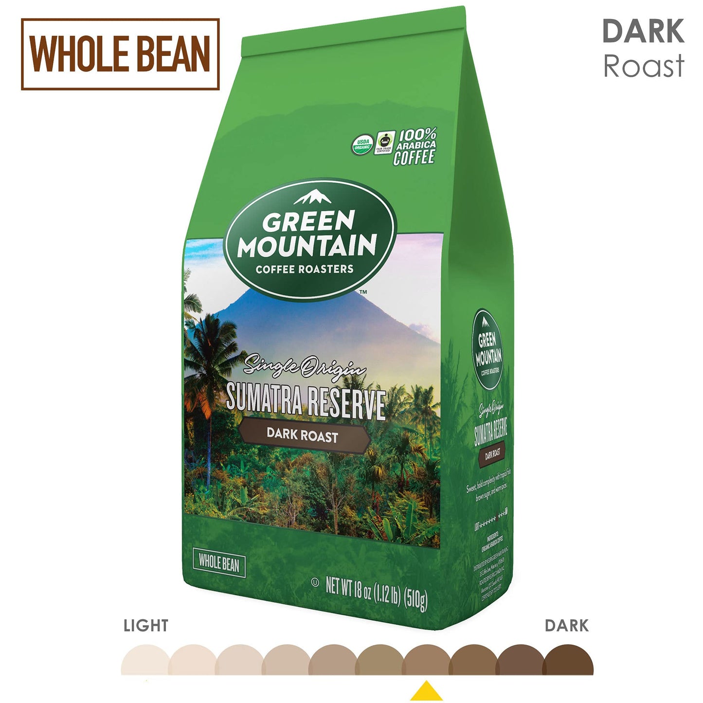 Green Mountain Coffee Roasters Sumatra Reserve, Whole Bean Coffee, Bagged 18 oz