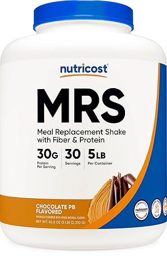 Nutricost Meal Replacement Shake Powder (Chocolate Peanut Butter) 5 LBS - 30g of Protein with Fiber, GMO-Free, Gluten-Free, 30 Servings