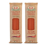 Rustichella d'Abruzzo Tonnarelli with Spicy Pepper, Long Pasta with Mild Heat from Sweet & Hot Red Purées, Perfect for Seafood, Sausage Ragù