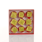 Lezzet, Handmade Baklava-Style Turkish Delight, Chocolate & Pistachio Lokum, 9 Pieces, Premium Dessert Treat, 8.99 oz (255gr)