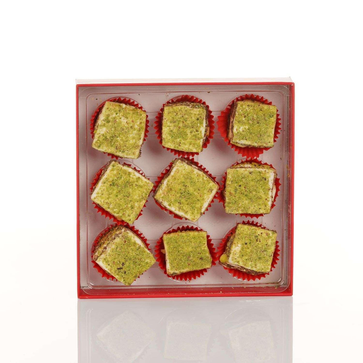 Lezzet, Handmade Baklava-Style Turkish Delight, Chocolate & Pistachio Lokum, 9 Pieces, Premium Dessert Treat, 8.99 oz (255gr)