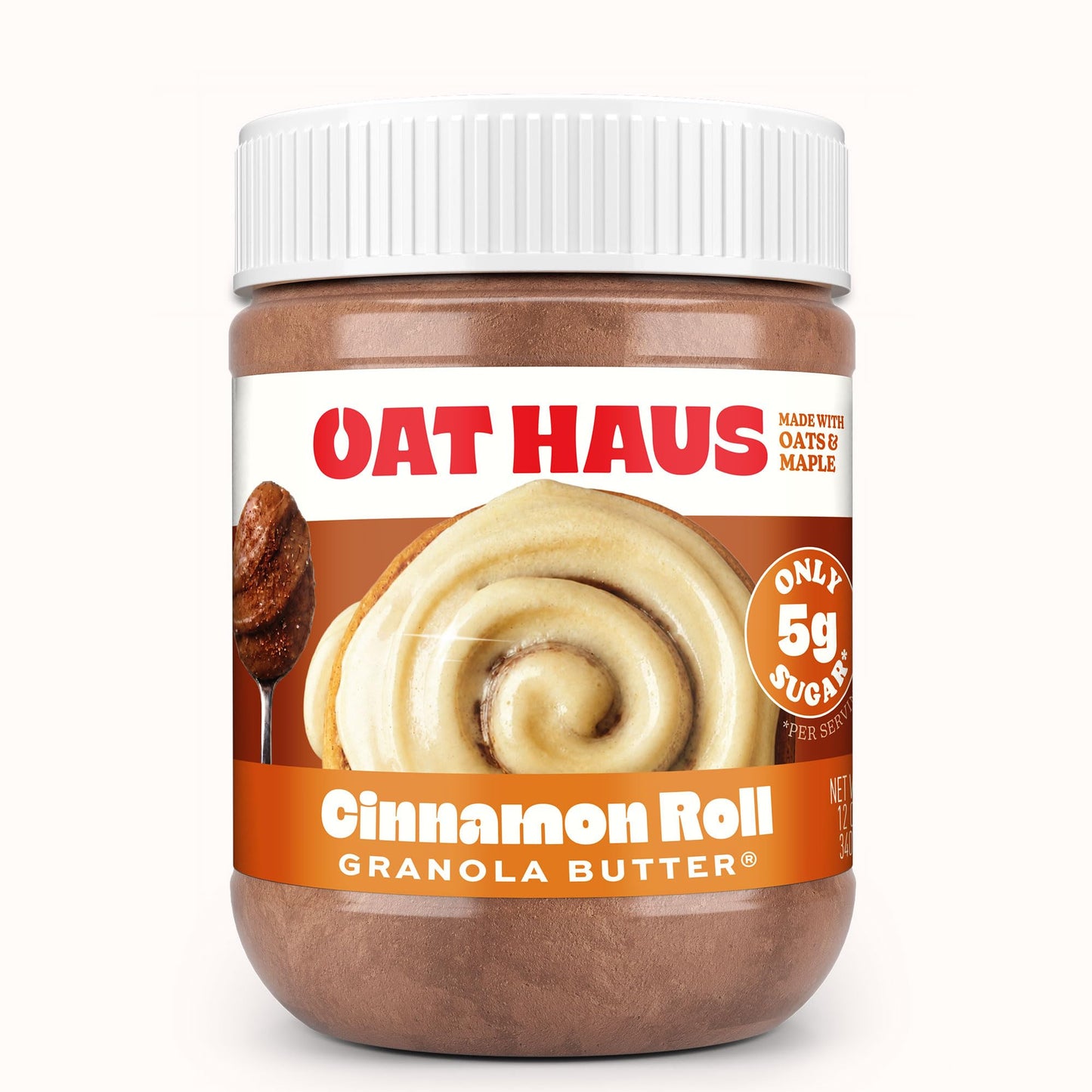 KWEEN Oat Haus Cinnamon Roll Granola Butter | Peanut-free, Almond (Tree-Nut) Free, & School-Safe (Top 8 Allergen Free) | Cookie Butter Alternative