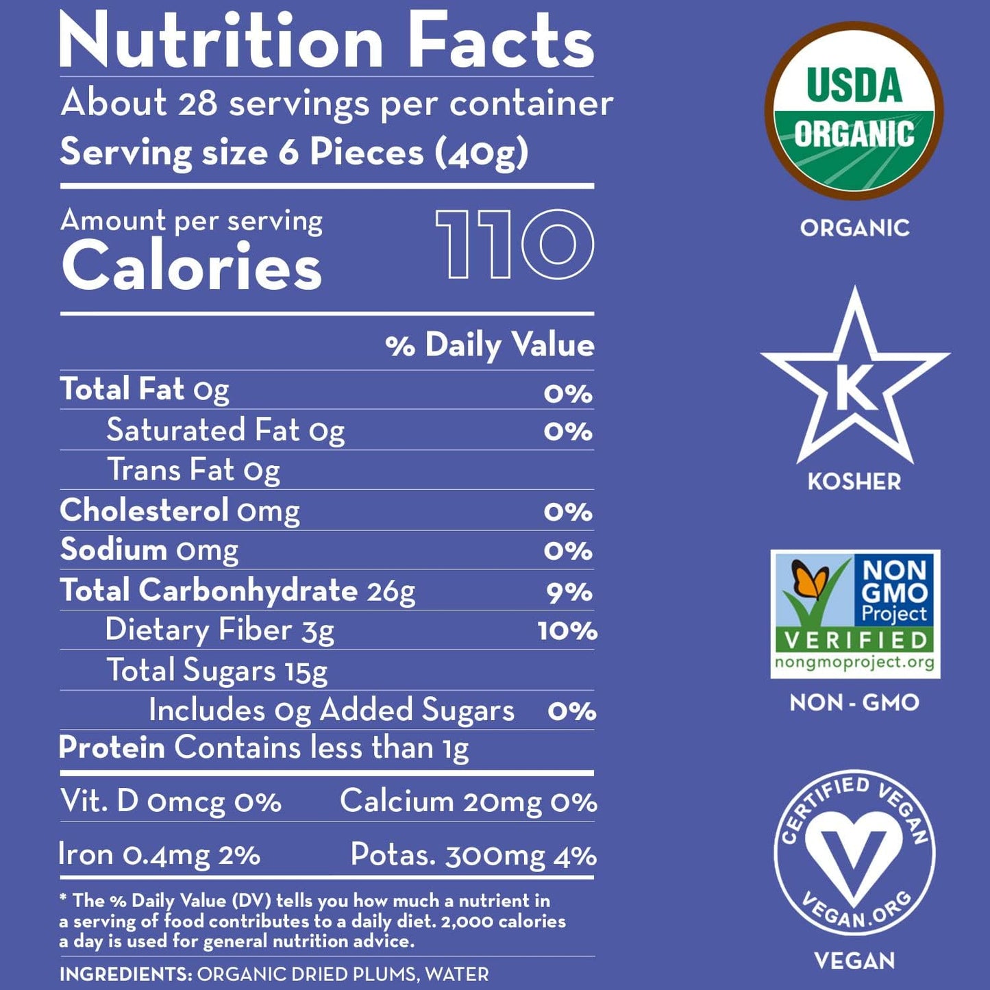 Sunny Fruit Soft Organic Pitted Prunes, 2.5 Pound Bulk Bag | No Preservatives, No Sugar Added | Healthy, Naturally Sweet Dried Plums | High Fiber