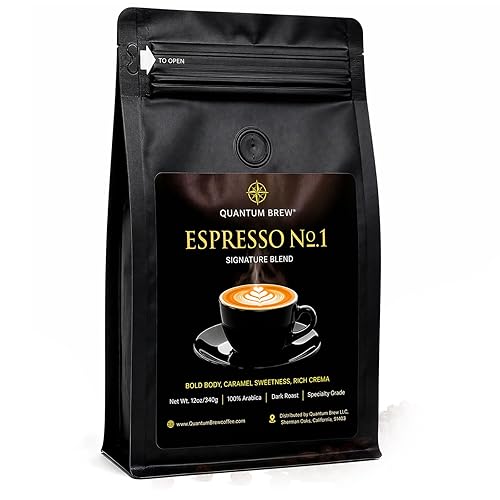 Quantum Brew Espresso No.1 - Freshly Roasted After You Order - High-Performance Espresso Blend, Whole Bean Coffee, 12oz