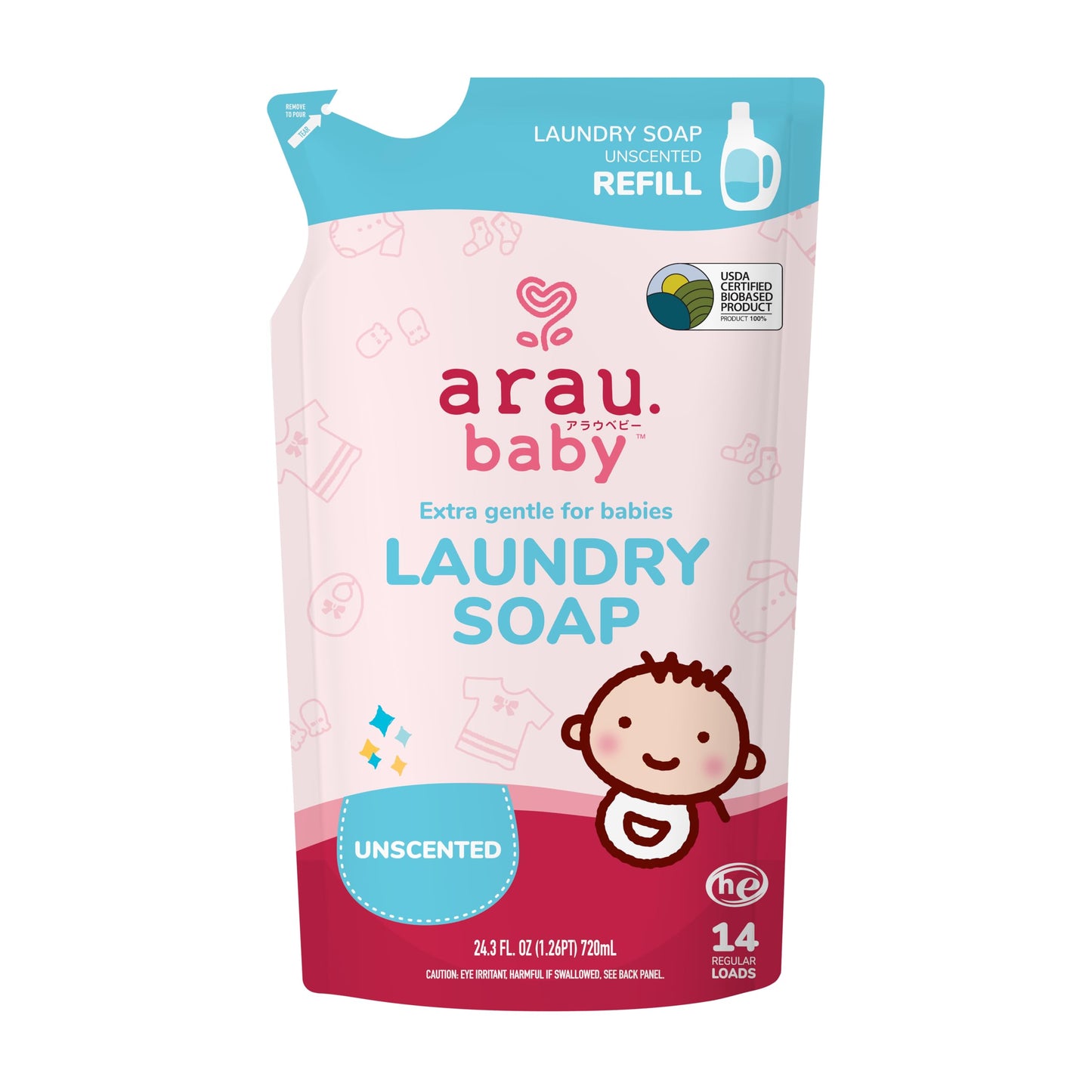 Arau Baby Laundry Soap Refill, Unscented, Plant Based Formula, Safe for Sensitive Skin, Baby Laundry Detergent with No Artificial Fragrance or