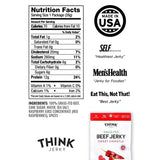 Think Jerky Sweet Chipotle Beef Jerky, Grass-Fed High Protein Beef, Gluten Free, No Antibiotics or Nitrates, Healthy Chef Crafted Recipe, Low Calorie