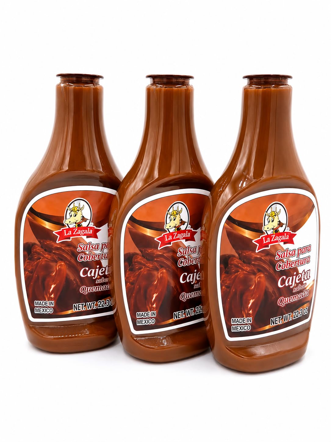 La Zagala Soft Milk Caramel Cajeta, Mexican Dessert Spread, Quemada Flavor, 22.5 oz, Pack of 3