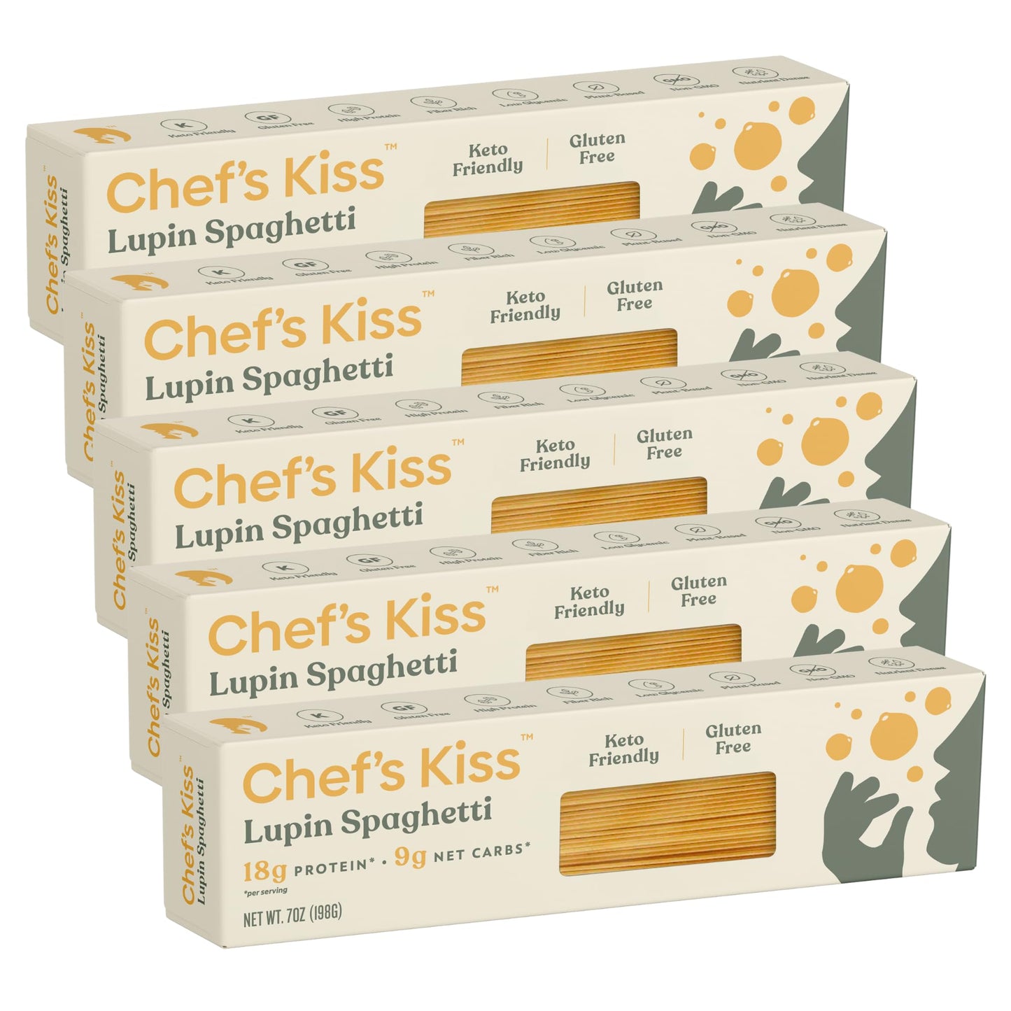 Chef’s Kiss Low Carb Spaghetti | 9g Net Carbs, 18g Protein | Keto, Low Glycemic Pasta made from Lupins | High Protein, Fiber Rich, Plant-Based | Keto
