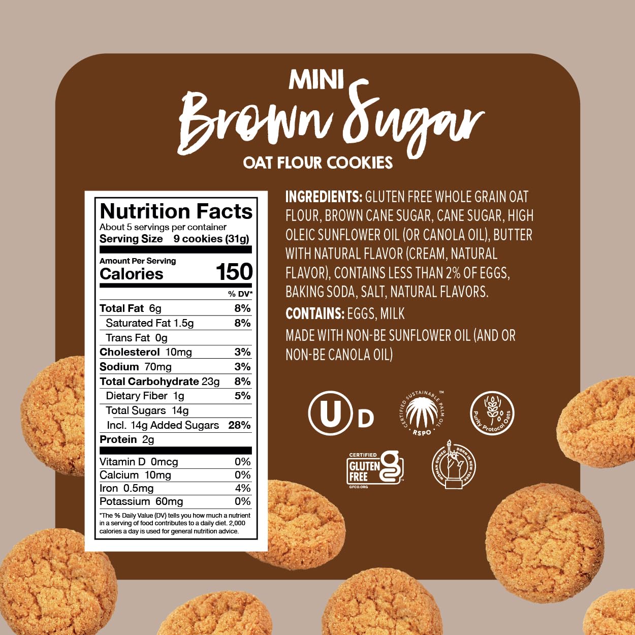 Goodie Girl, Mini Brown Sugar Cookie Cookies | Gluten Free, Peanut Free (3 Pack)
