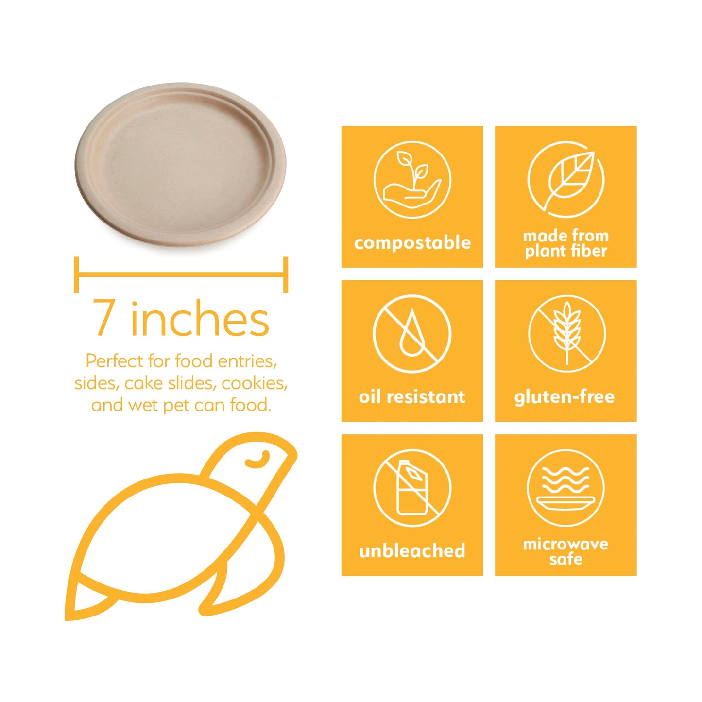 100% Compostable Disposable Paper Plates Bulk [7" 240 Pack], Bamboo Plates, Eco Friendly, Biodegradable, Sturdy Small Dessert Party Plates