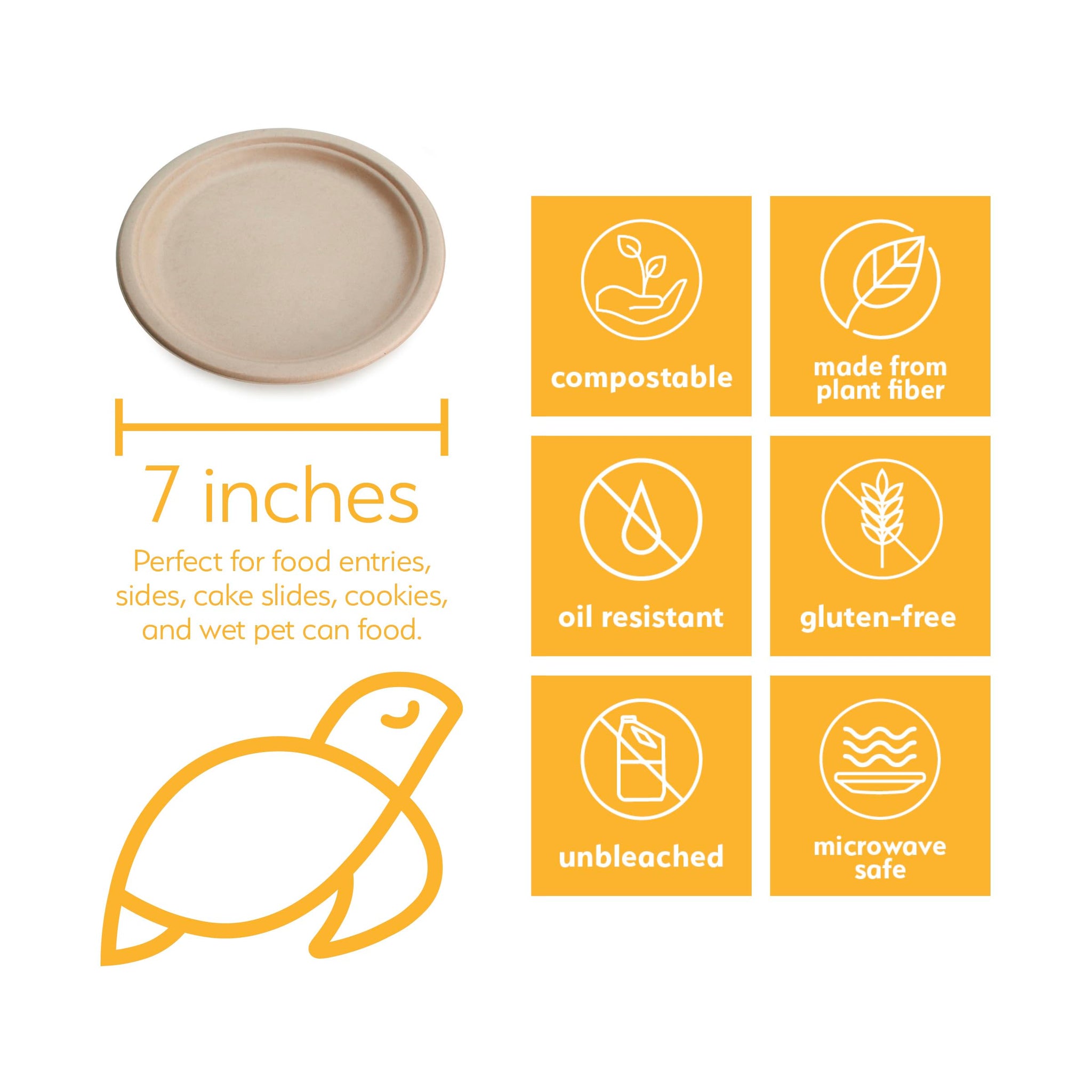 100% Compostable Disposable Paper Plates Bulk [7" 240 Pack], Bamboo Plates, Eco Friendly, Biodegradable, Sturdy Small Dessert Party Plates