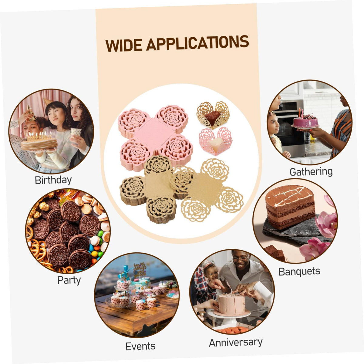 COLLBATH 100pcs Truffle Wrappers Elegant Design for Weddings and Parties Mini Cupcake Liners and for Desserts and Candy Displays