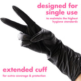 Colortrak Black Vinyl Gloves, Extra Length Disposable Latex-Free & Powder-Free Extended Cuff Hair Color Gloves for Chemical Processing & Salon