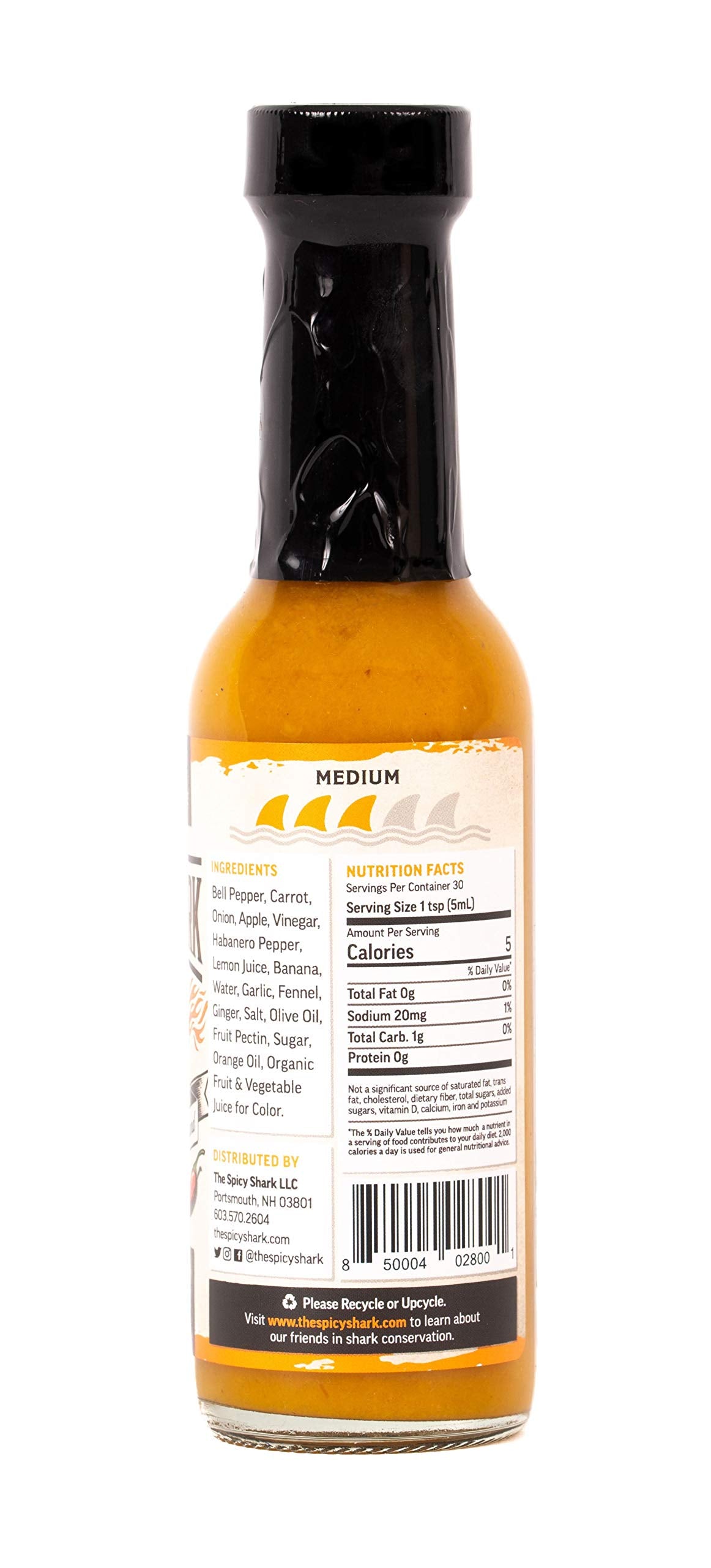 The Spicy Shark Original Hot Sauce - Vegan, Gluten Free and Made in the USA - Brand Featured on Hot Ones