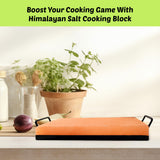 POHS Himalayan Salt Block Cooking Plate 12x8x1.5 for Cooking, Grilling, Cutting and Serving, with Metal Tray & Recipe Booklet Unique Gifts for Men